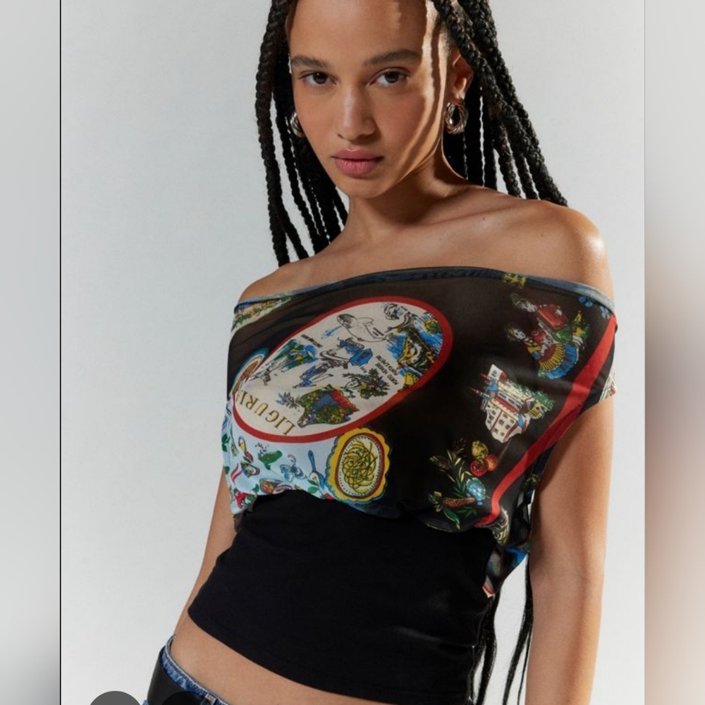 NWT | Silence + Noise Donna Mesh Off-Shoulder Tank Top | Size Med